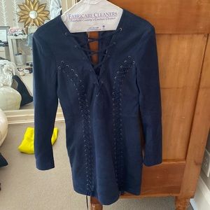 Intermix real suede lace up dress in navy - size P
